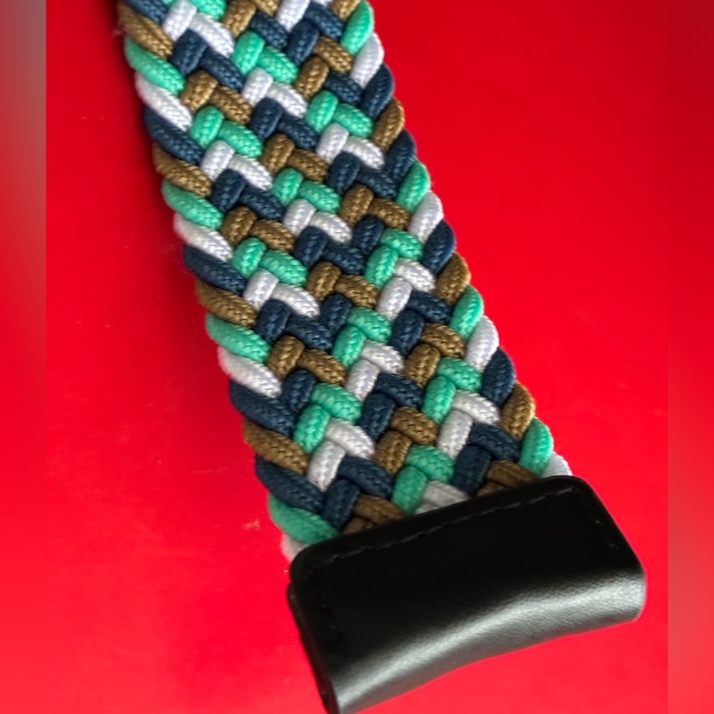 NIKE Belt,Nike Multicolor Braided Belt with Black Leather - Picture 4 of 11
